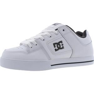 DC Mens Pure White Leather Signature Athletic Skate Shoes Sneakers NWT